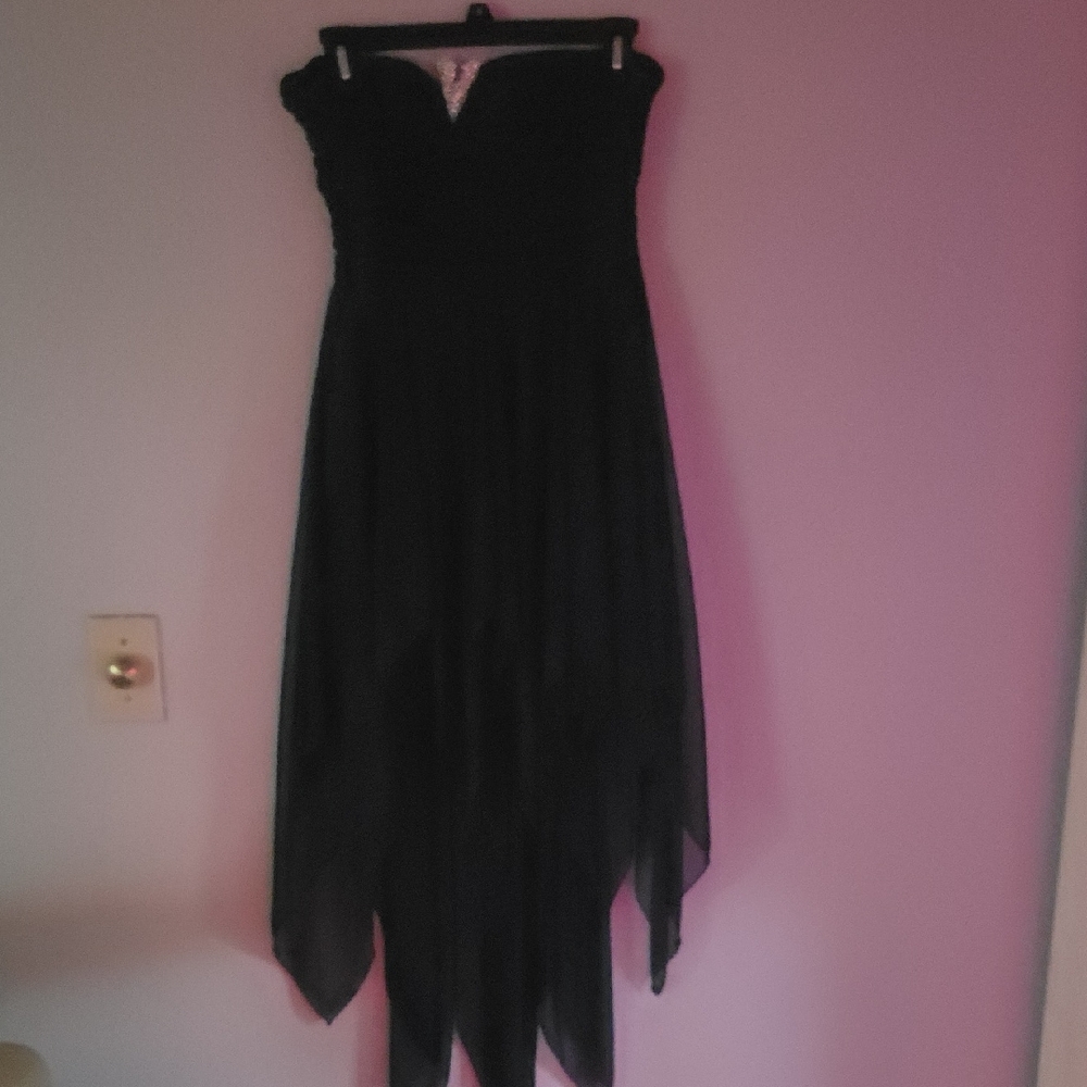 Windsor Black Strapless High Low Dress
